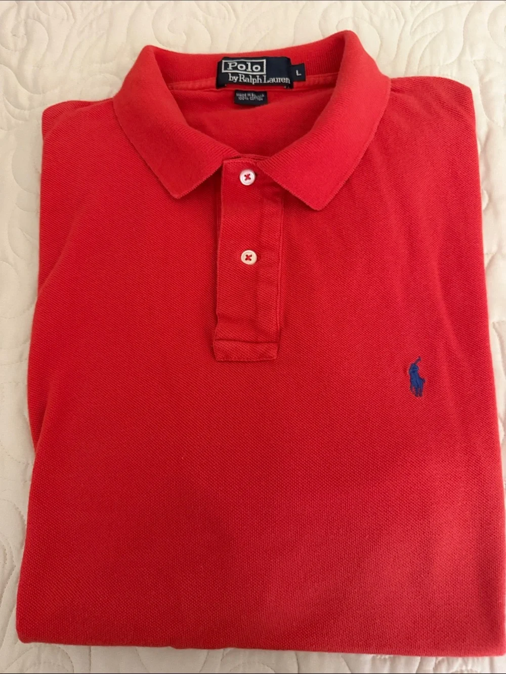 Polo by Ralph Lauren Red Men's Cotton Polo with Blue Pony